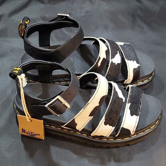 BRAN NEW DR.MARTENS BLAIR GENUINE CALF HAIR WOMEN SANDAL - Picture 14 of 16